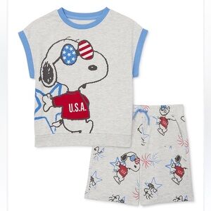 Peanuts Snoopy USA 18 month shorts and sleeveless Set Gray and Blue